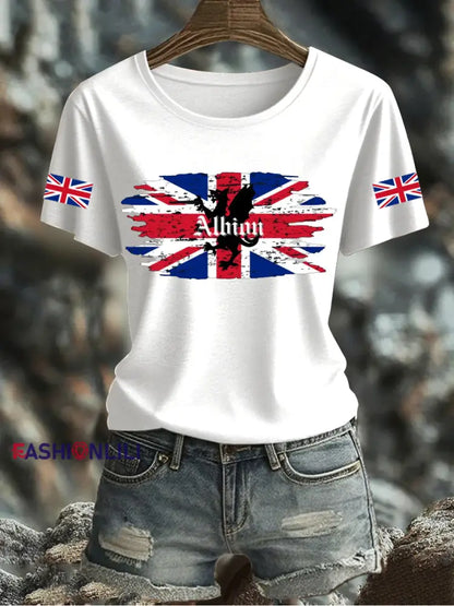 Women’s UK Flag Printed T shirt White / S