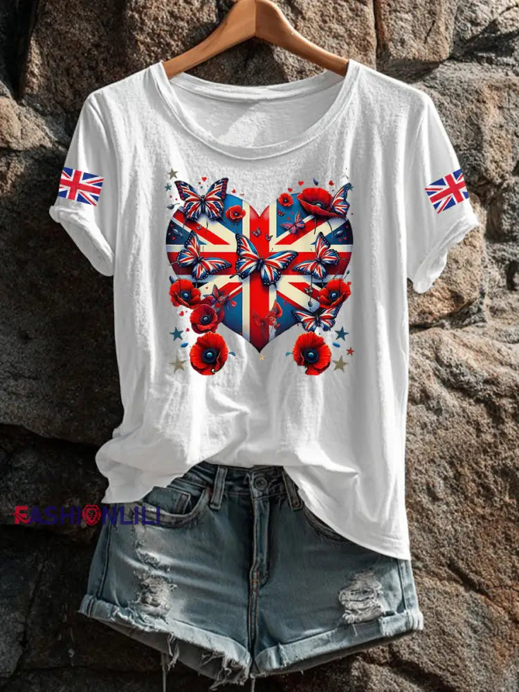 Women’s UK Flag Printed T shirt White / S