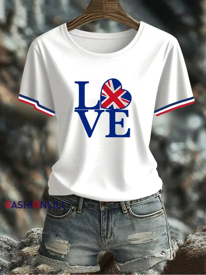 Women’s UK Flag Printed T-shirt White / S