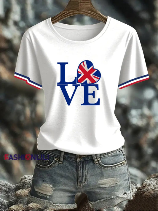 Women’s UK Flag Printed T-shirt White / S