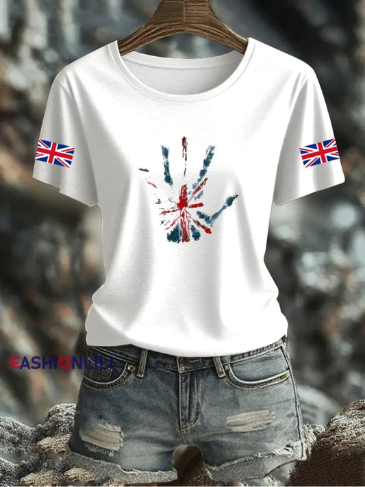 Women’s UK Flag Printed T-shirt White / S
