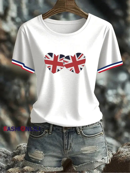 Women’s UK Flag Printed T-shirt White / S