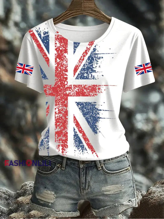 Women’s UK Flag Printed T-shirt White / S