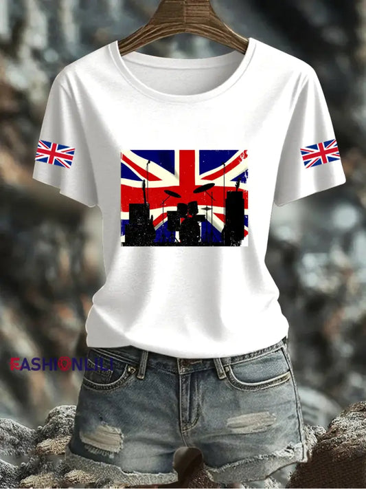 Women’s UK Flag Printed T-shirt White / S