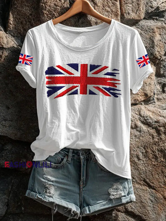 Women’s UK Flag Printed T shirt White / S