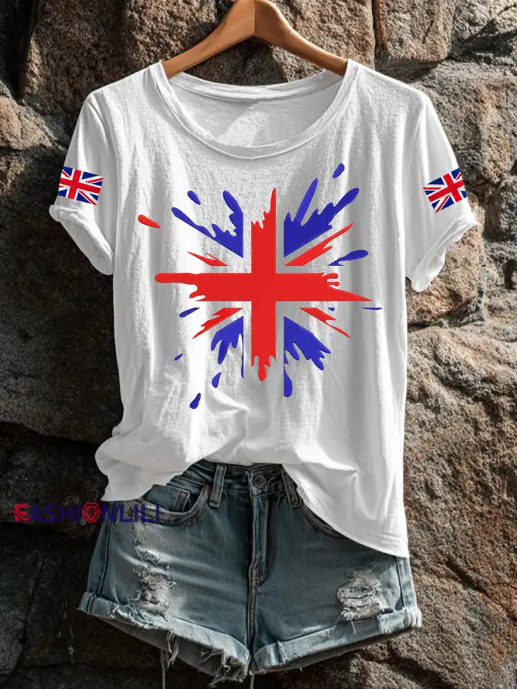 Women’s UK Flag Printed T shirt White / S