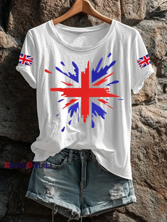 Women’s UK Flag Printed T shirt White / S