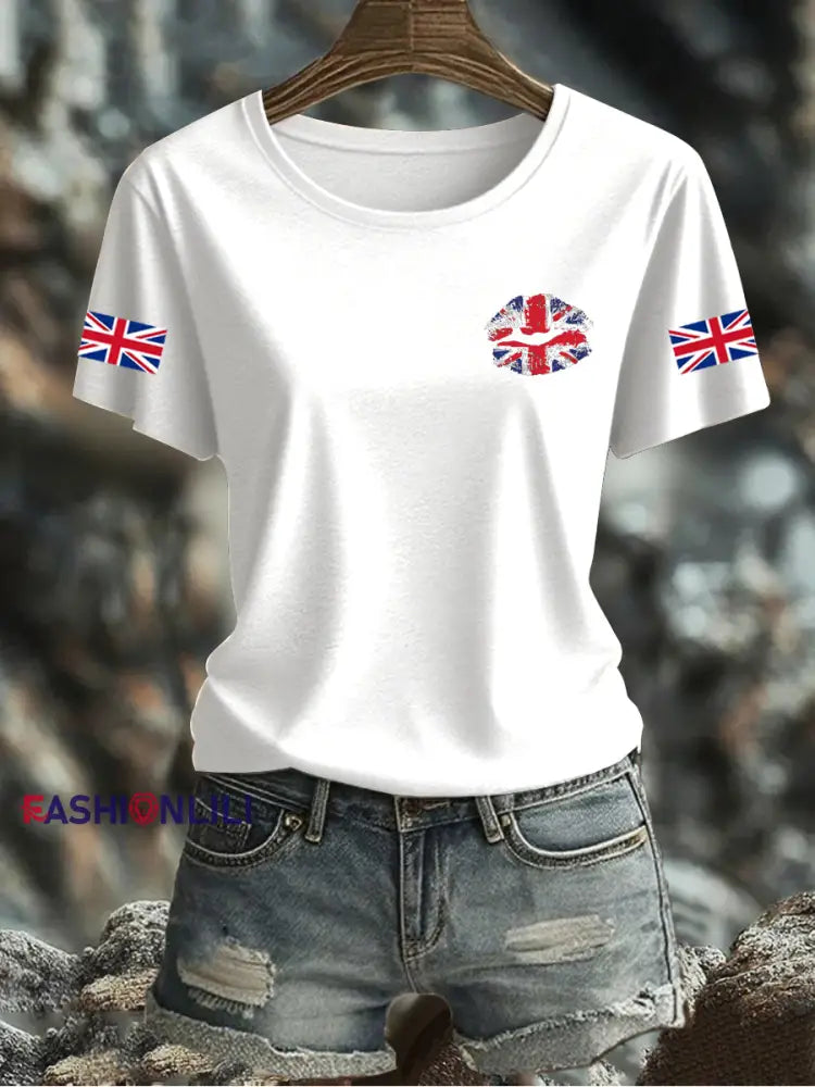 Women’s UK Flag Printed T-shirt White / S
