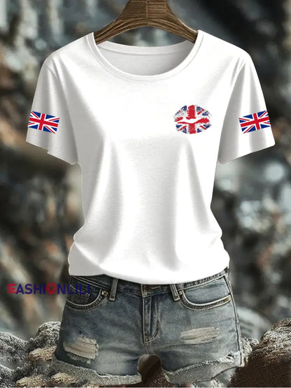 Women’s UK Flag Printed T-shirt White / S