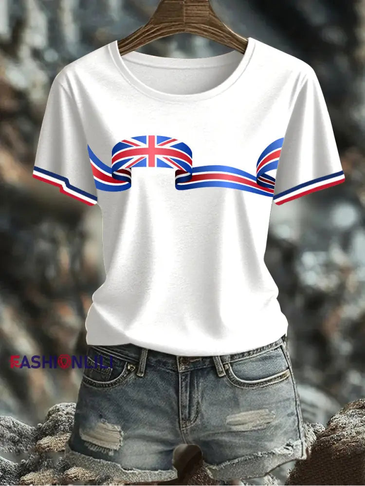 Women’s UK Flag Printed T-shirt White / S