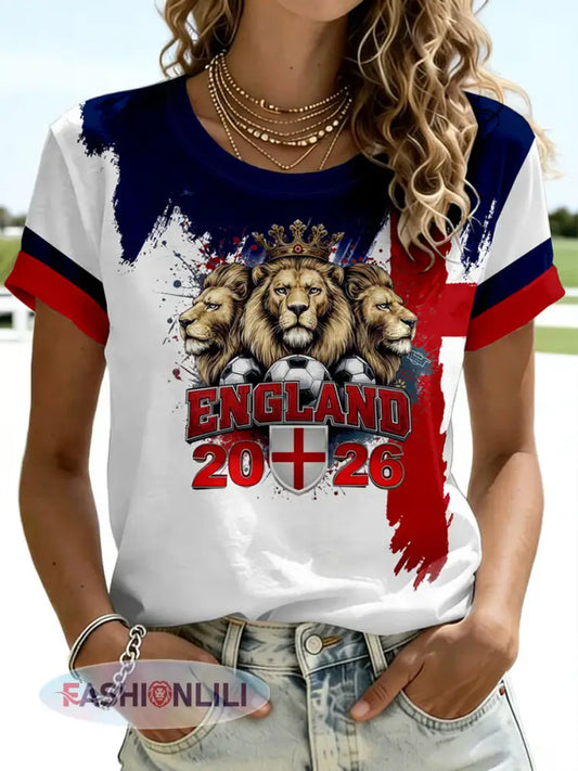 Women’s UK Football Lover England Printed short-sleeved T-shirt - As picture / S