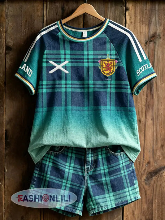 Women’s UK Football Lover Scotland Printed linen short-sleeved T-shirt - As picture / S