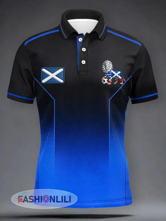 Women’s UK Football Lover Scotland Printed three buttons short sleeve - As picture / S