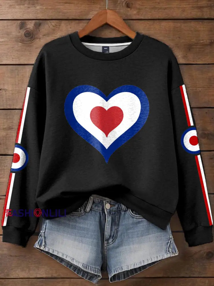 Women’s UK Mod Music Lover Printed Sweatshirt Black / S