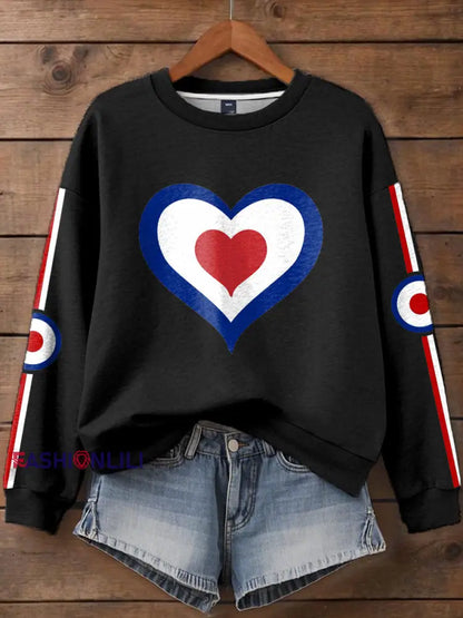 Women’s UK Mod Music Lover Printed Sweatshirt Black / S