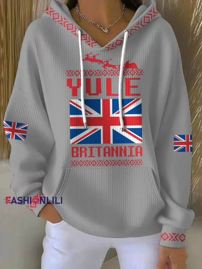 Women’s UK Yule Stonehenge Happy Solstice Printed Hoodie Light Gray / S