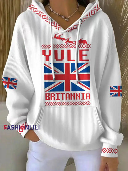 Women’s UK Yule Stonehenge Happy Solstice Printed Hoodie White / S