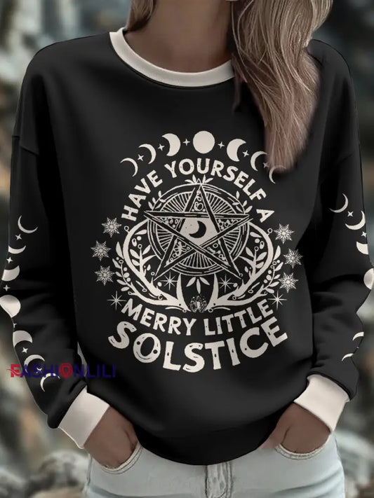 Women’s UK Yule Stonehenge Happy Solstice Printed Sweatshirt Black / S