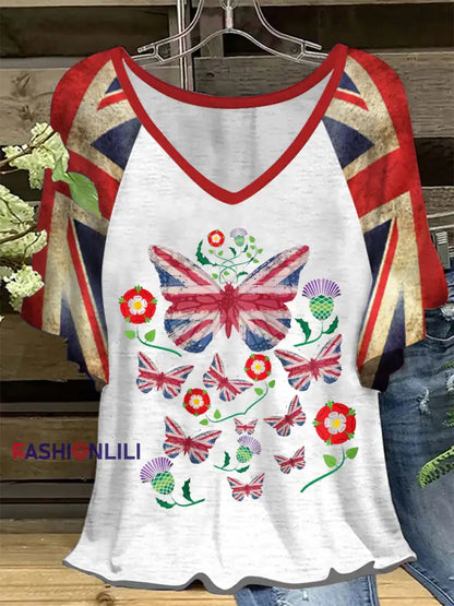Women’s Union Jack Butterfly Hang Shot Short Sleeve T-Shirt White / S