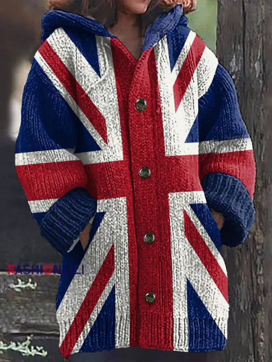 Women’s Union Jack Cardigan Hoodie As picture / S