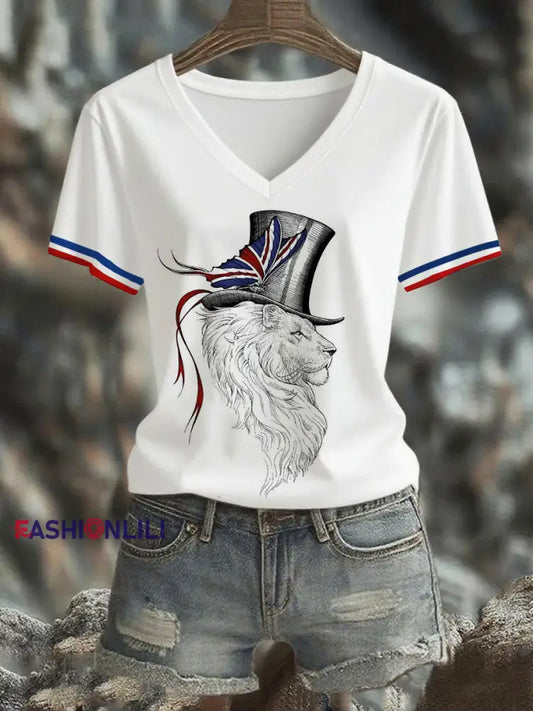 Women’s Union Jack Lion Short Sleeve T-Shirt White / S