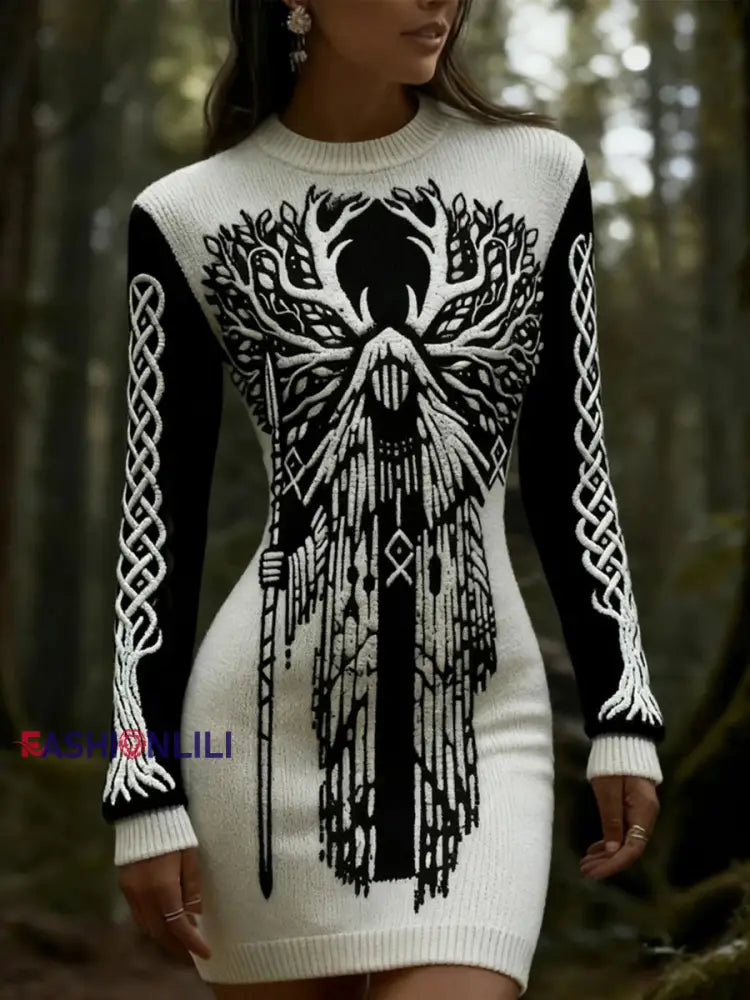 Women’s Viking Slim Fit Dress Black And White / S