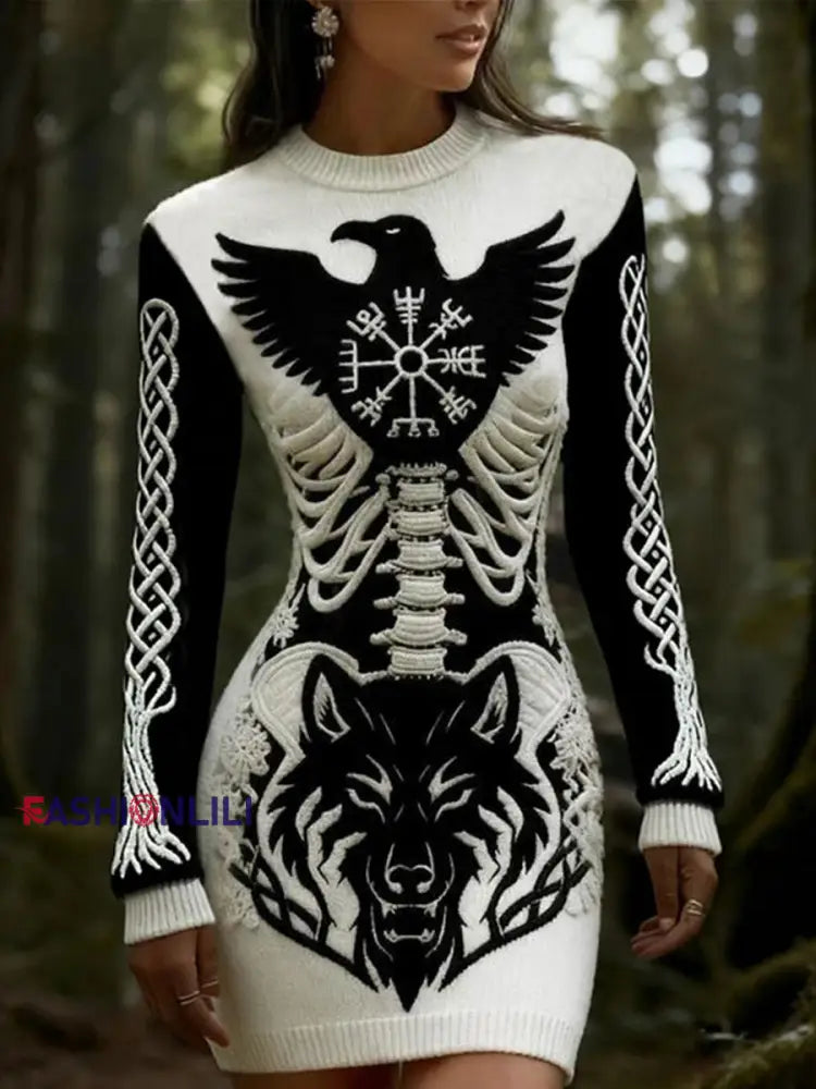 Women’s Viking Slim Fit Dress Black And White / S