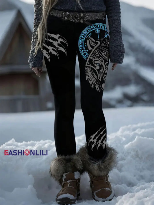 Women’s Viking Wolf Leggings Black / S