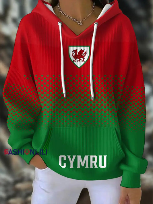 Women’s Wales Welsh Rugby Lover Printed Hoodie As picture / S