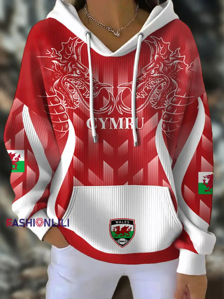 Women’s Wales Welsh Rugby Lover Printed Hoodie Red / S