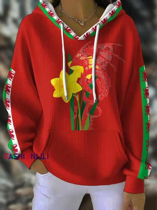 Women’s Wales Welsh Rugby Lover Printed Hoodie Red / S