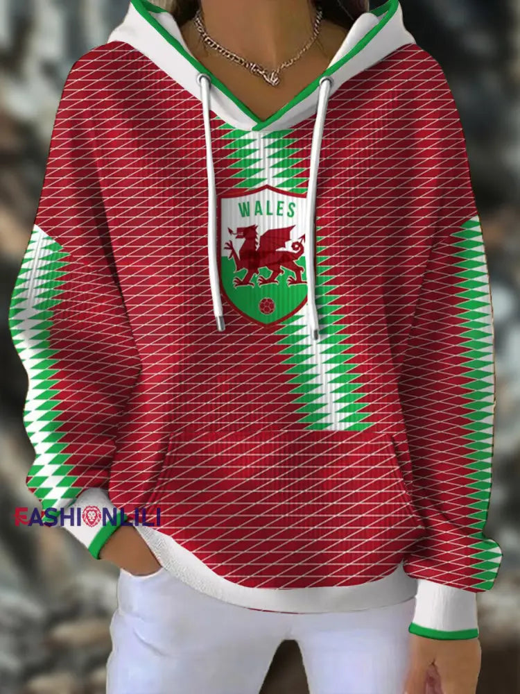 Women’s Wales Welsh Rugby Lover Printed Hoodie Red / S