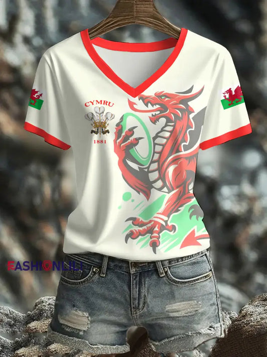 Women’s Wales Welsh Rugby Lover Printed T-shirt Beige / S