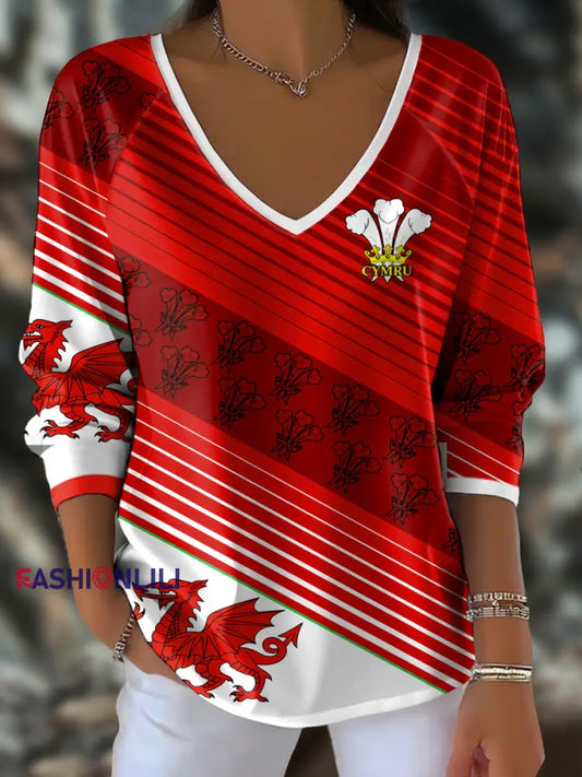 Women’s Wales Welsh Rugby Lover Printed Tops Red / S
