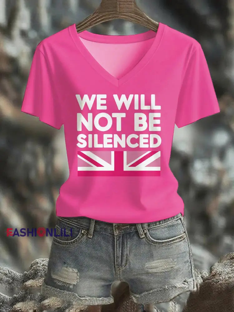 Women’s We Will Not Be Silenced short sleeved T shirt Rose Red / S