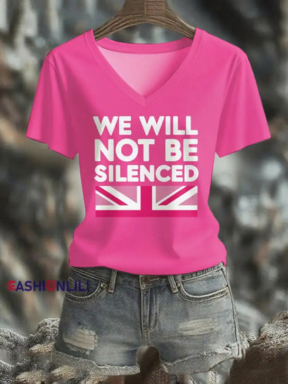 Women’s We Will Not Be Silenced short sleeved T shirt Rose Red / S