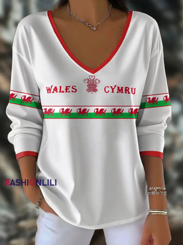 Women’s Welsh Rugby Lover Printed Tops White / S