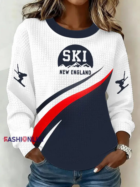 Women’s Winter Sports 2026 Skiing Printed Sweatshirt White / S